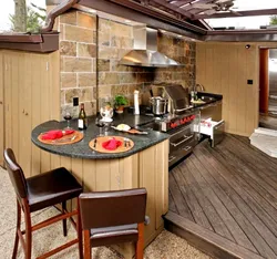 Kitchen on the terrace of a country house photo