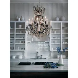 Chandeliers in the interior of a Provence kitchen photo