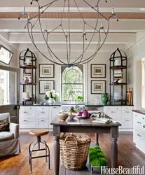 Chandeliers in the interior of a Provence kitchen photo