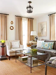 Combination of beige in the living room interior photo