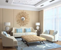 Combination of beige in the living room interior photo