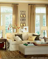 Combination of beige in the living room interior photo