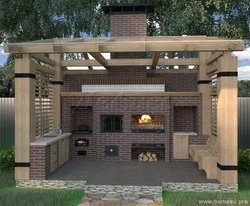 Summer kitchen with barbecue photo projects