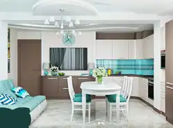Kitchens in light colors with a sofa photo