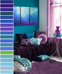 Combination of purple with others in the bedroom interior