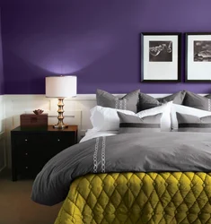 Сочетание фиолетового с другими в интерьере спальни