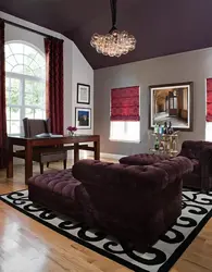 What colors goes with burgundy in the living room interior