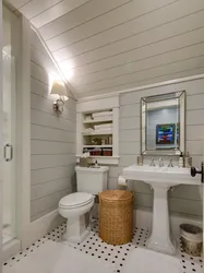 Bathroom in a log house photo