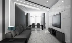 Living Room In Gray Real Photos