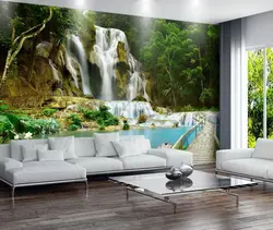 Modern photo wallpaper on the wall in the living room photo