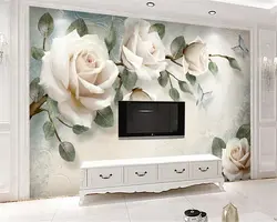 Modern photo wallpaper on the wall in the living room photo