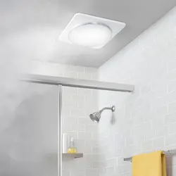 Suspended ceiling in the bathroom with a hood photo