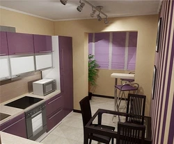 Фиолетовый и бежевый в интерьере кухни