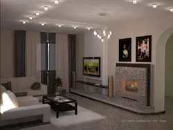 Living room design 18 with fireplace