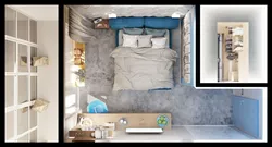 Bedroom 16 sq m design with dressing room photo