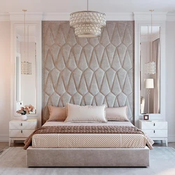 Дизайн спальни с мягкой стеной