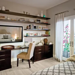 Work and bedroom in one room photo