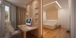 Work and bedroom in one room photo