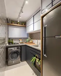 Small kitchen design with refrigerator in the house