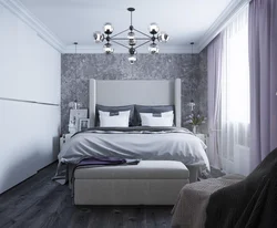 Bedroom with gray floor photo