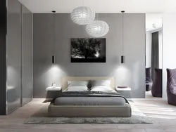Bedroom with gray floor photo