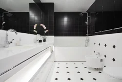 Черный пол в интерьере ванной фото