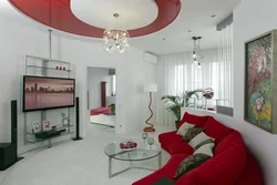Дизайн интерьера гостиной в красном фото