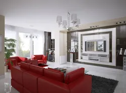 Living Room Interior Design In Red Photo