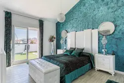 Turquoise Gray Bedroom Interior Photo