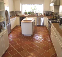 Photo of kitchen floors made of tiles in Khrushchev