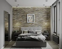 Brick wall in the bedroom interior