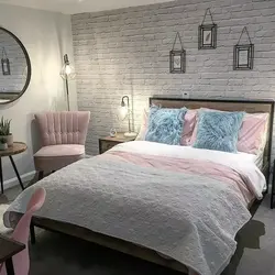 Brick wall in the bedroom interior