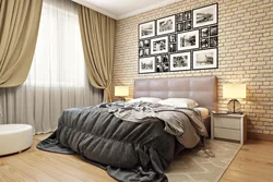 Brick wall in the bedroom interior