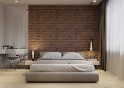 Decorative brick in the bedroom interior