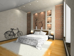 Decorative brick in the bedroom interior