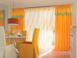 Orange Kitchen In The Interior Photo With Which Curtains