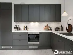 Кухня шэрая з чорным фота дызайн