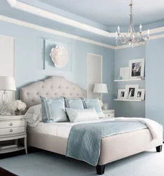 Спальня бэжава блакітная фота