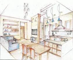 Drawing 5th grade kitchen interior