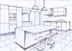 Drawing 5th grade kitchen interior