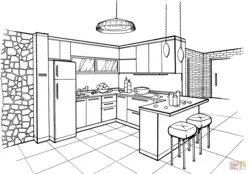 Drawing 5th grade kitchen interior