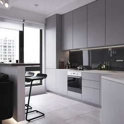 Kitchen interior in an apartment in gray tones