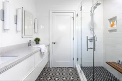 White bathroom with shower photo