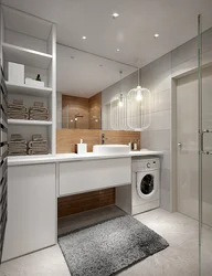 Bathroom Interior With Countertop For Washing Machine