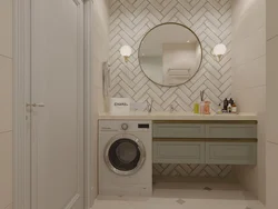 Bathroom interior with countertop for washing machine