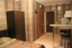 Dorm Room Design With Kitchen And Hallway