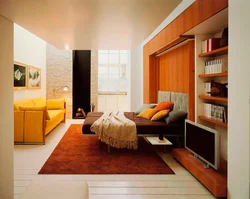 Bedroom interior with sofa and wardrobe