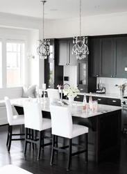 White black gray kitchen interior