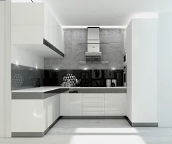 Бело черно серый интерьер кухни