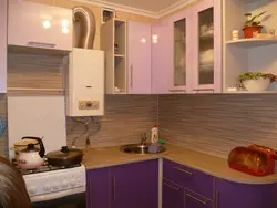 Hide the gas water heater in the kitchen in Khrushchev during renovation photo